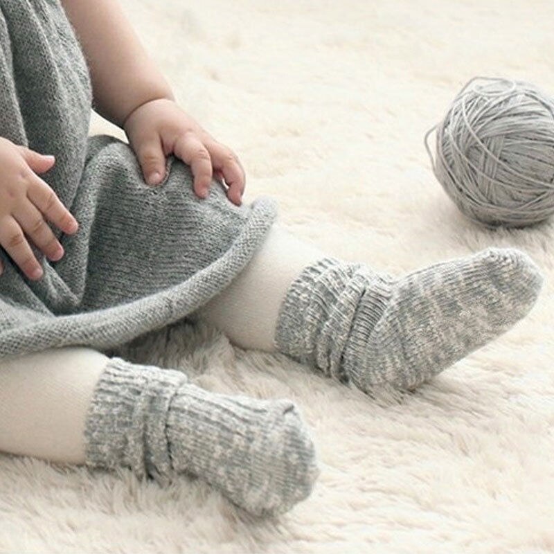 Kids Socks Cotton Baby Anti Slip Soft Socks Solid Color Autumn Winter Warm Casual For Boy Girl Toddler 0-4T