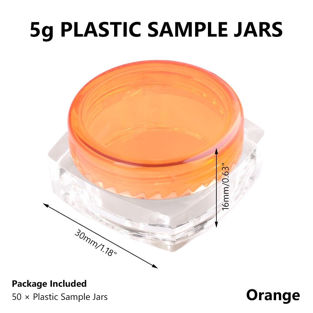 50 stk/parti 3g 5g prøver klar cremekrukke mini kosmetikflasker beholdere gennemsigtig gryde til neglekunst lille klar dåse dåse dåse: 5g orange