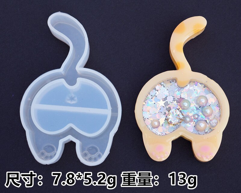 Kawaii Resin Shaker Making Craft Shaker Molds Quicksand Animal butt cat fox panda Epoxy Resin Molds Silicone Mold Pendant Tools