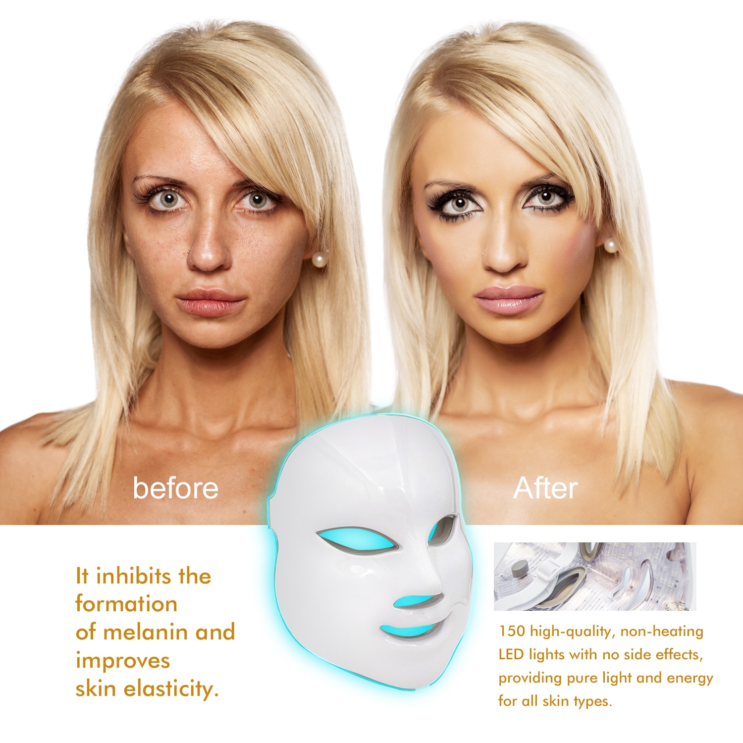Led Facial Mask 7 Colors Light Photon Therapy Mask Skin Rejuvenation Brightening Skin Shrink Pores Device