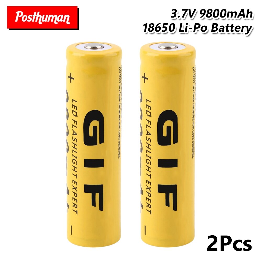 1/2/4/6/8 Pieces GTF 18650 Li-ion Battery Rechargeable Battery 3.7 V 18650 9800mAh Lithium-ion Batteries LED Light Torch Bateria: 2 pieces