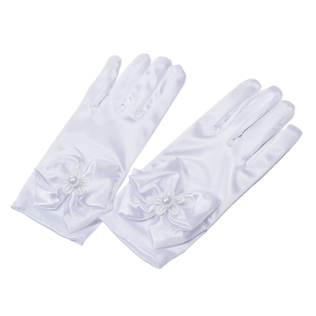 Flickor prinsessa klä upp handskar bröllop rosett fest handskar