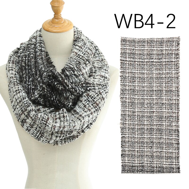 Kvinder vinter hals snood tørklæde ring bufanda unisex kvindelig geometrisk varm pels hals omslag solide kashmir tørklæder: Wb4-2