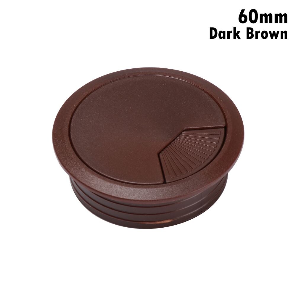 60/80mm Desk Table Plastic Cable Hole Cover PC Computer Desk Round Wire Tidy Grommet: dark brown-60mm