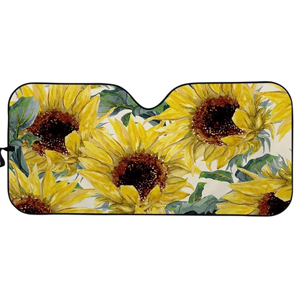 Éblouissement de soleil de bloc d'ajustement universel d'ombre de soleil automatique de tournesol jaune/UV/chaleur gardez votre couverture fraîche d'impression florale de fleur de soleil de bloqueur de voiture: P3046HC