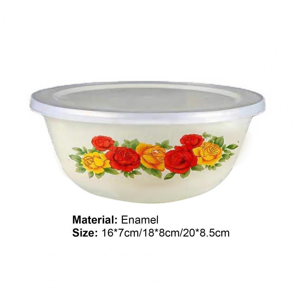 Clear Pattern Enamel Bowl Chinese Style Nostalgic Salad Bowls Exquisite Easy to Clean Kitchen Dinnerware Home Decor