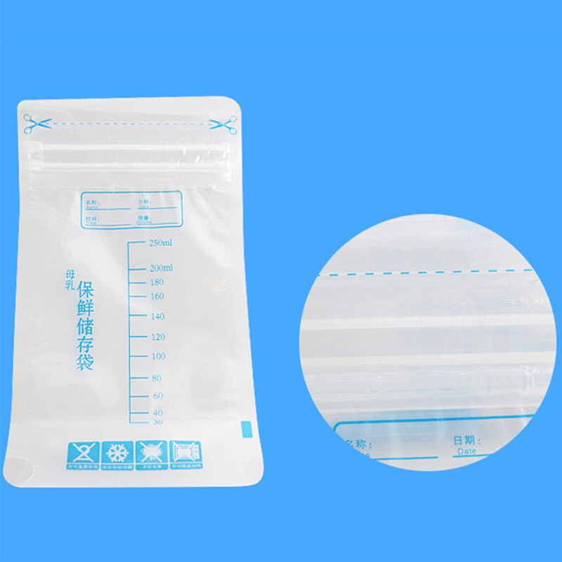 Leche congelador bolsas 30 Uds 250ml madre la leche de almacenamiento de alimentos bolsa de almacenamiento de leche materna bebé alimentación bolsas de alimentación