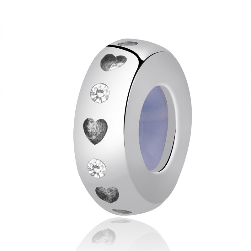 Authentic 925 Sterling Silver Smooth Round Spacer Stopper Beads Fit Original Bracelets For Jewelry making: Love Heart