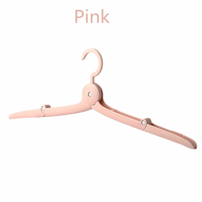 Foldbar bærbar tøjbøjle plastik bøjler multifunktion rejse foldbar bøjle hjemmeopbevaring bøjler undertøj tørrestativ: Ingen æske pink