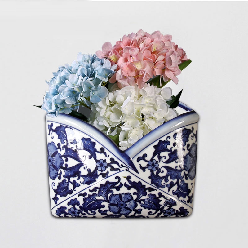 Ceramic Wall Decoration Wall Flower Arrangement Jingdezhen Ceramics Blue and White Porcelain Home Decorations