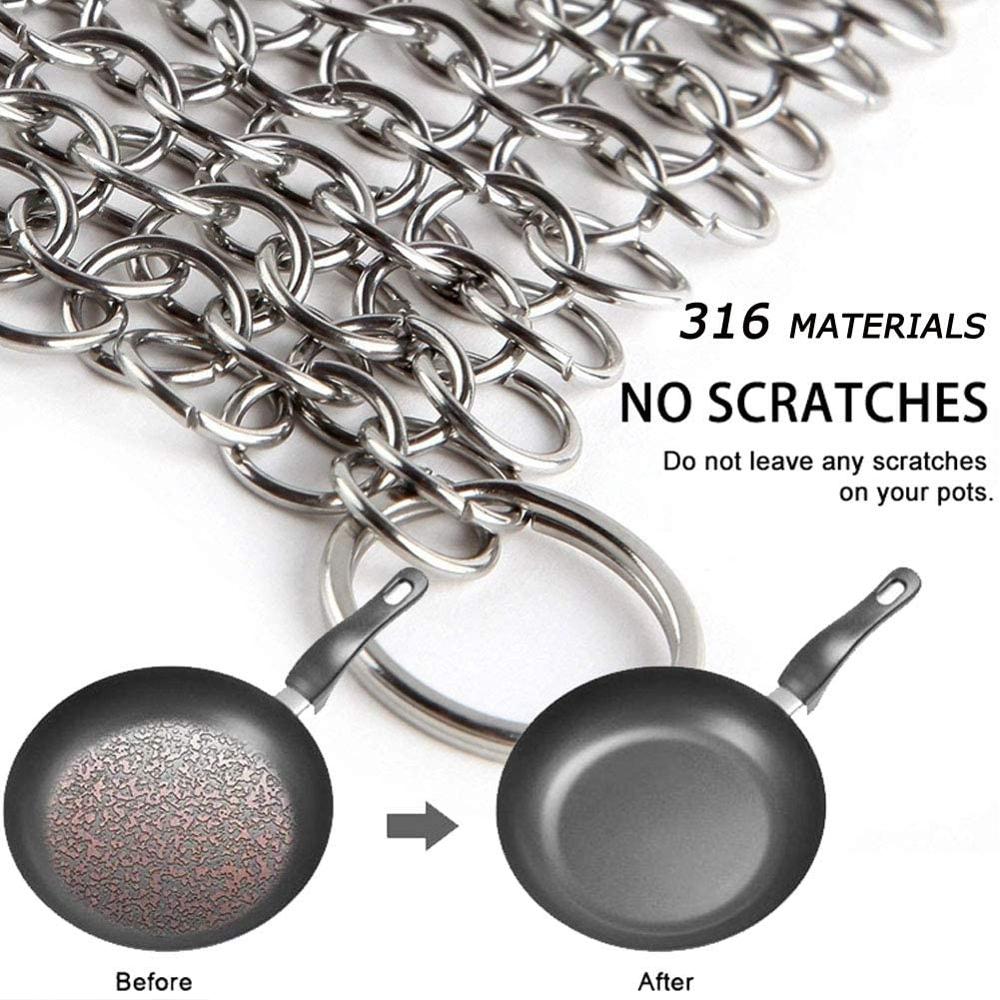 8 "X 6" Roestvrij Staal Gietijzer Cleaner 316L Chainmail Scrubber Voor Gietijzeren Pan Pre-Gekruid pan Nederlandse Ovens Wafelijzer Pannen