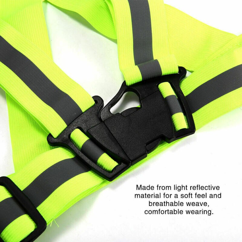 Let reflekterende elastisk høj synlighed sikkerhed vest bælte unisex pasform til løbecykling udendørs sports tøj