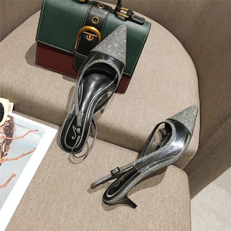 mixed colors slingback summer pumps buckle strap slingback classic pointed toe pretty girls hollow sandals med heels