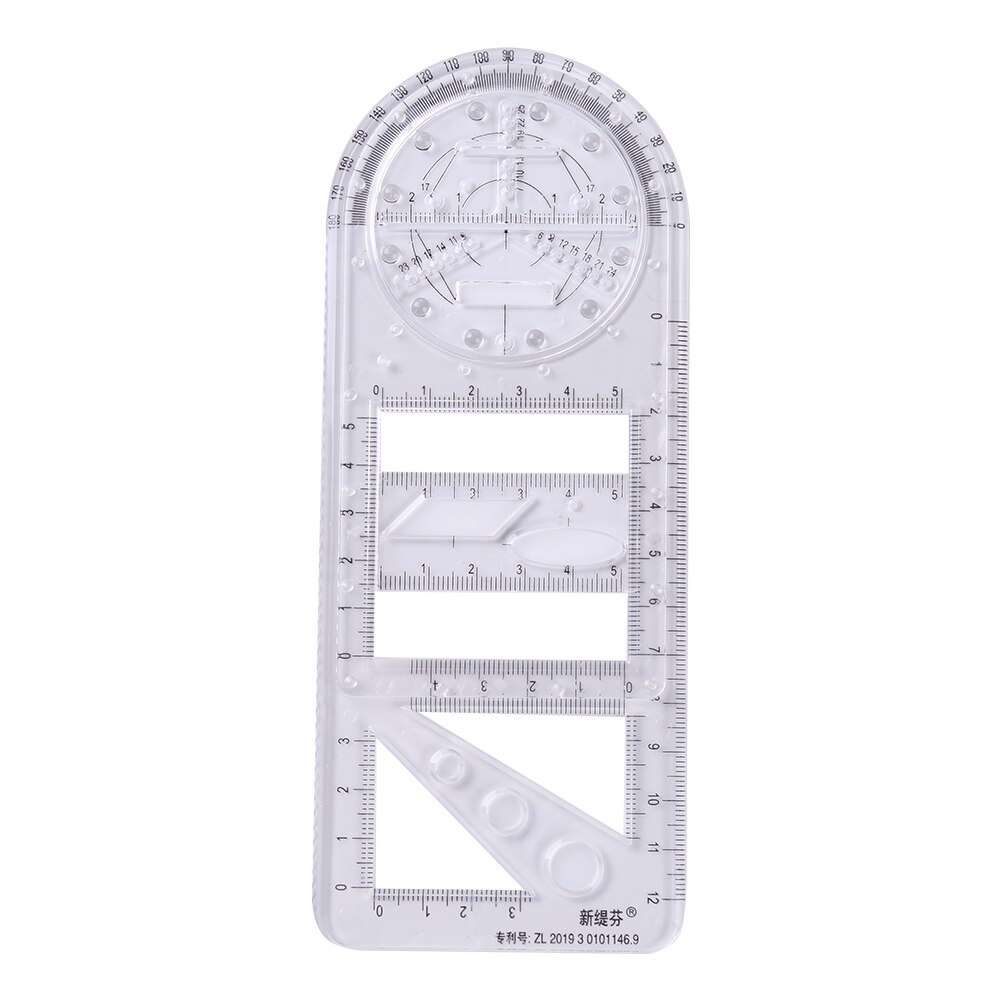 Geometric Ruler Students Rotatable Mathematical Ellipse Circle Drafting Tools Versatile Drafting Measuring Tool for School: StyleA