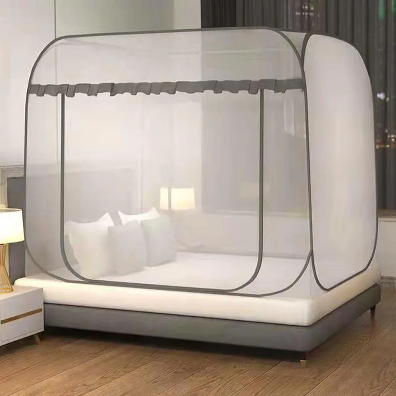 1pc Double Door Easy-Setup Portable Mosquito Net with U-Shaped Zipper -Perfect for Camping,Gardens,Patios,and Bed Protection 모기장: King / Gold
