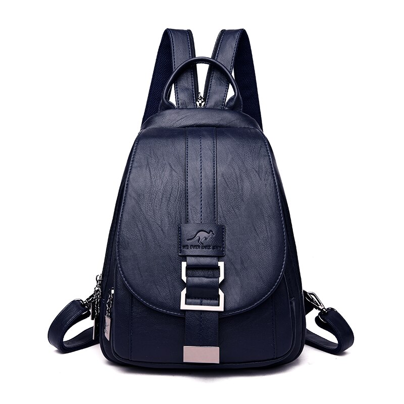 Vrouwen Lederen Rugzakken Vintage Vrouwelijke Schoudertas Sac a Dos Reizen Dames Bagpack Grote Mochilas Schooltassen Voor Meisjes: Blue