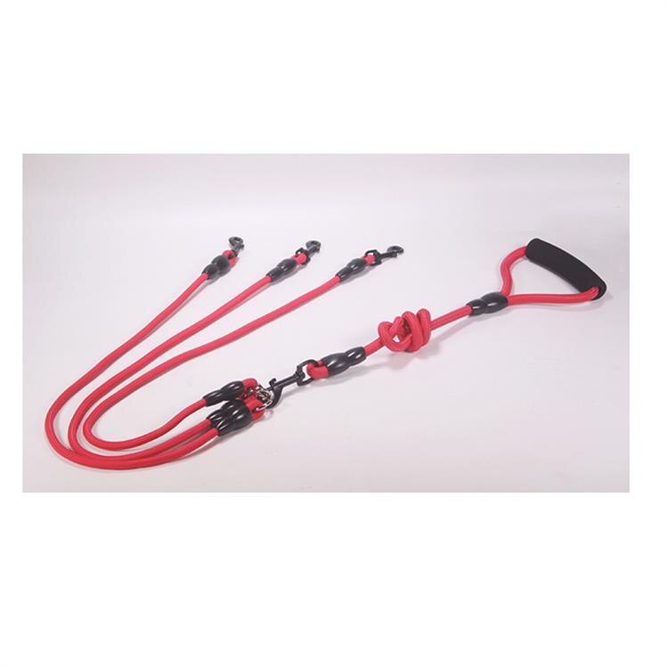 2/3/4 manier Koppelingen Pet Walking Leash Gevlochten Nylon Elastische Hond Kraag Riem Touw Dubbele Hoofd verstelbare Training Lead Harness: Red 3 Way / L