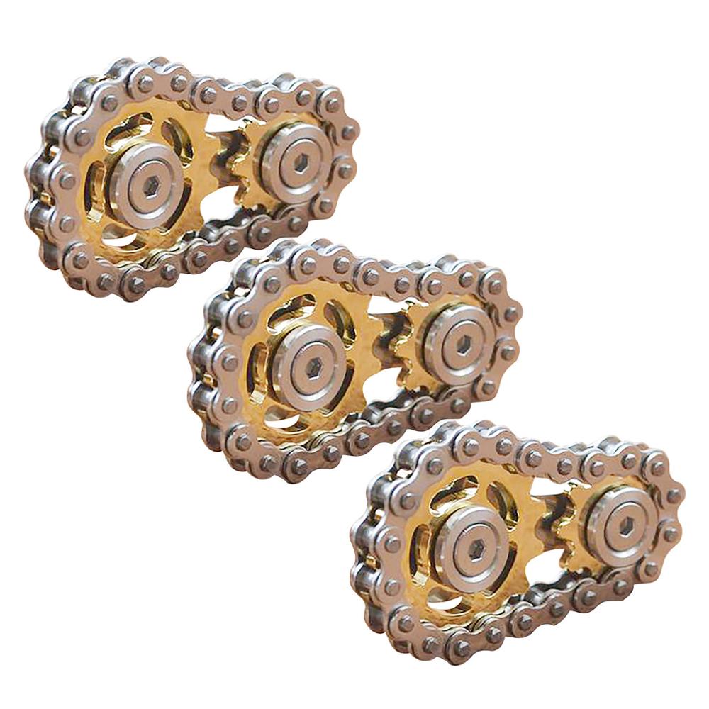 Sprockets Flywheel Fingertip Gyro Sprockets Chains Metal Stress Relief Toy Gear Chain Gyro Sproket Roadbike Spinner: 3X Gold