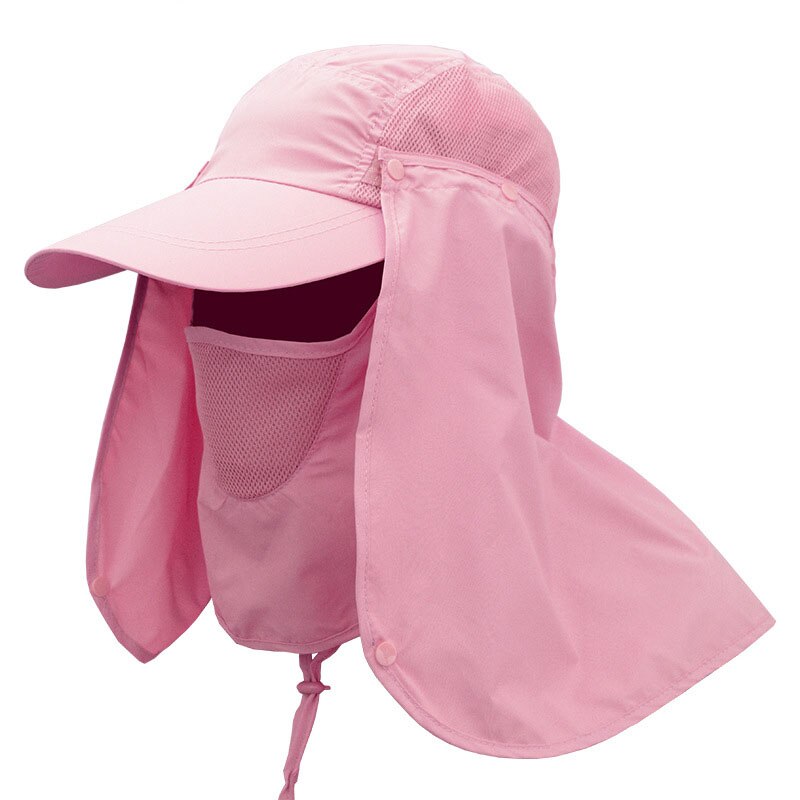 Fisk hat hat uv beskyttelse cap myg bevis åndbar mandlige kvindelige sommer hætter til udendørs camping kørsel cykling sport: Lyserød