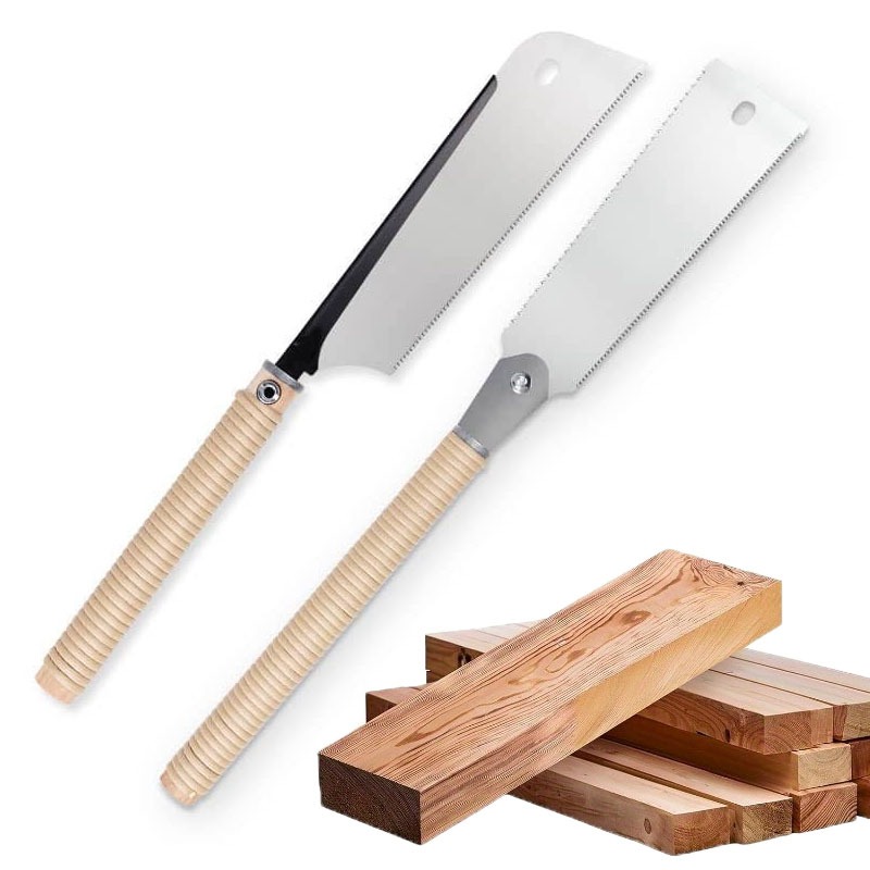 Scie à bois japonaise, manche en rotin, outil de coupe transversale lisse et précis à haute efficacité pour couper des planches de bois