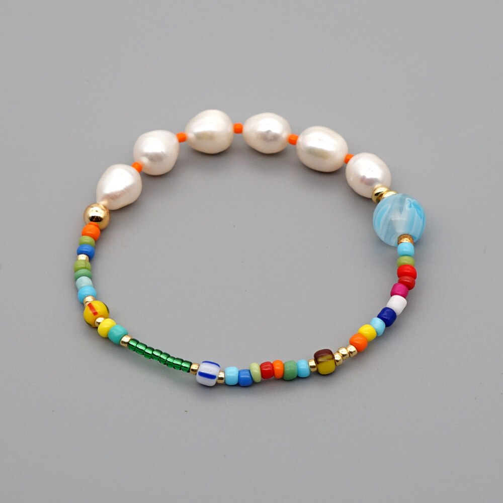 andare2BOHO Reale Della Perla dell'acqua Dolce Del Braccialetto Dei Braccialetti Delle Donne patchwork Perline Boho di proprietà Regalo Dei Monili Pulseras Mujer Moda Fatti A Mano: ZZ-B200033I