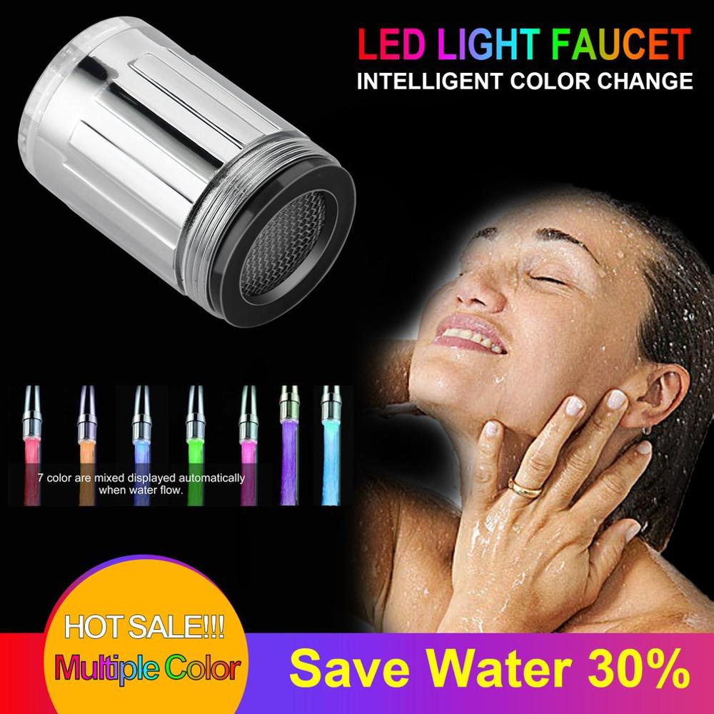7 Kleuren Veranderen Knipperende Temperatuur Kraan Beluchter Waterbesparing Keuken Badkamer Accessoires Led Kraan Licht Tap Nozzle