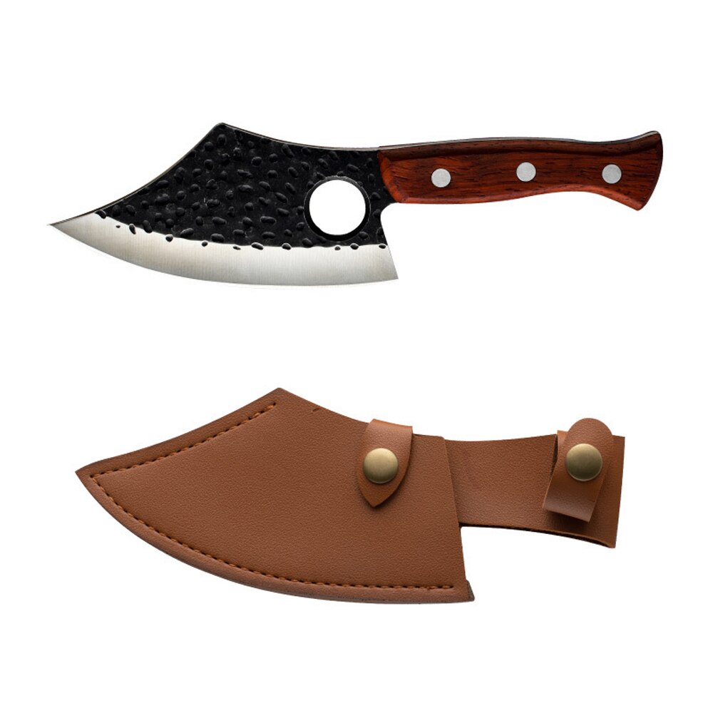 Sharp Handmade Forged Clad Steel Kitchen Chef Boning Knifes Forged In Fire Knives Outdoor Camping Slicing Cleaver Butcher Knifes: with cover
