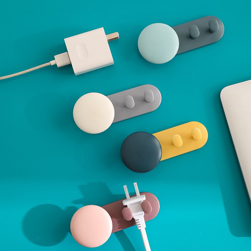 Punch-Free Power Plug Hook Electrical Wire Plug Hooks Multi-Purpose Hooks Socket Holder Storage Hanger Household Organizer