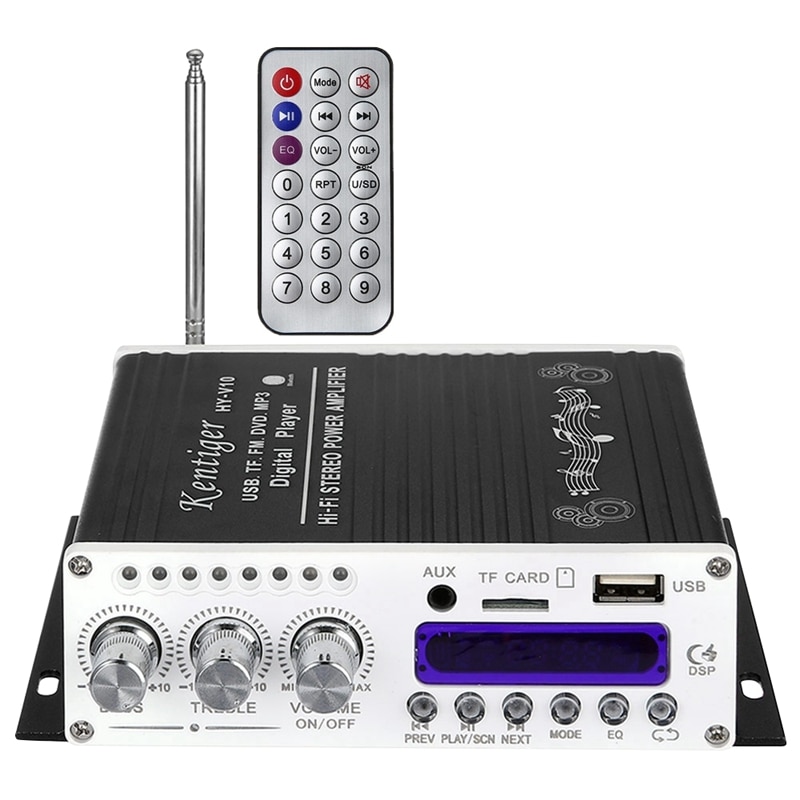 Kentiger V10 Amplifier Bluetooth Hi-Fi Class-Ab Stereo Super Bass o Power Amplifiers Car Senior Shielding Built-In Circuit