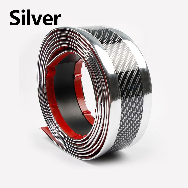 Auto Dorpel Bescherming Deur Protector Scratch Proof Sticker Strip Fiber Rubber Cool Beschermende Waterdichte Bescherming Film: Silver
