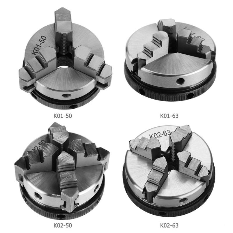 3/4 Jaws Wood Lathe Chuck 50mm 63mm Manual Chuck Self-centering DIY Metal Wood Lathe For Processing Non-ferrous Metals&Non-metal