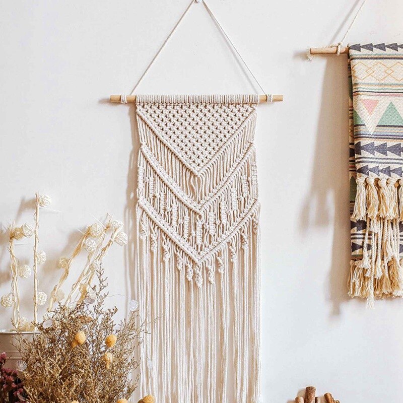 Macrame Muur Opknoping Katoen Handgemaakte Geweven Tapestri Bohemian Chic Wandtapijten Geometrische Art Home Decor Achtergrond