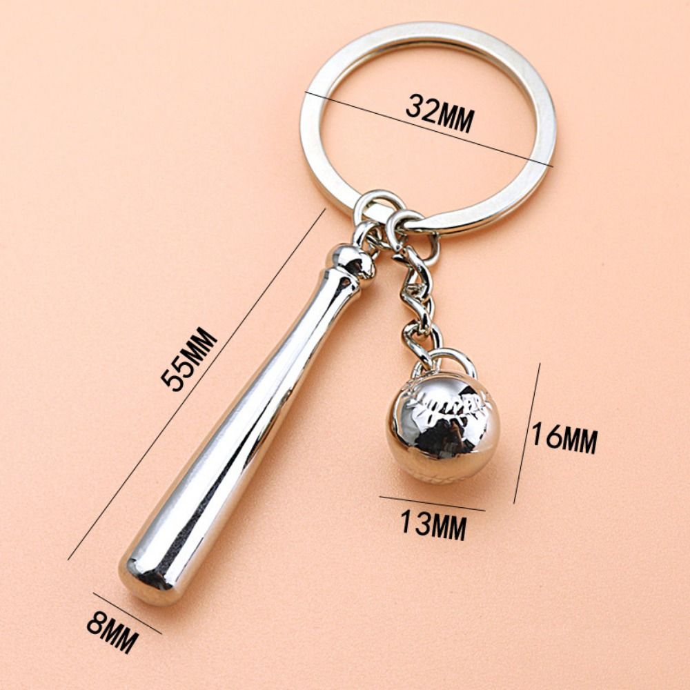Boxing glove fitness keychain baseball barbell dumbbell fitness equipment keychain strength sports alloy baseball keychain: Red