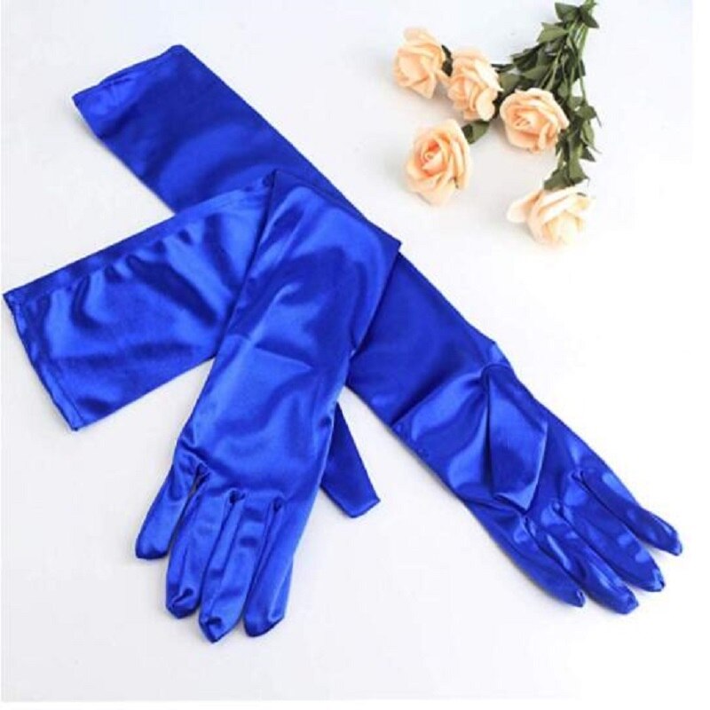 Burgundy Classic Adult Size Long Flapper Evening Party Bridal Dance Opera Length Royal Blue Satin Gloves guantes rosas