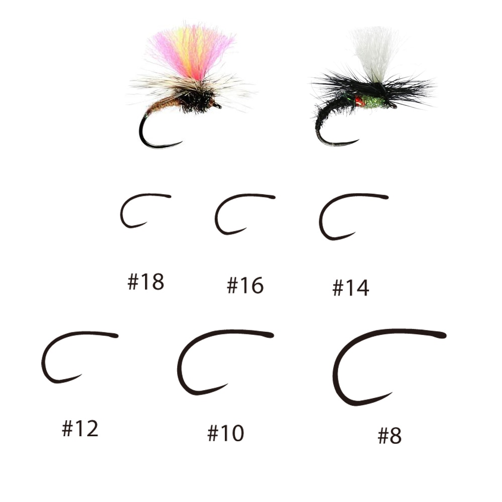 ICERIO 30PCS Black Nickel Barbless Curved Nymph Emerger Scud Shrimp Fly Tying Hook 2X Gap Trout Hook
