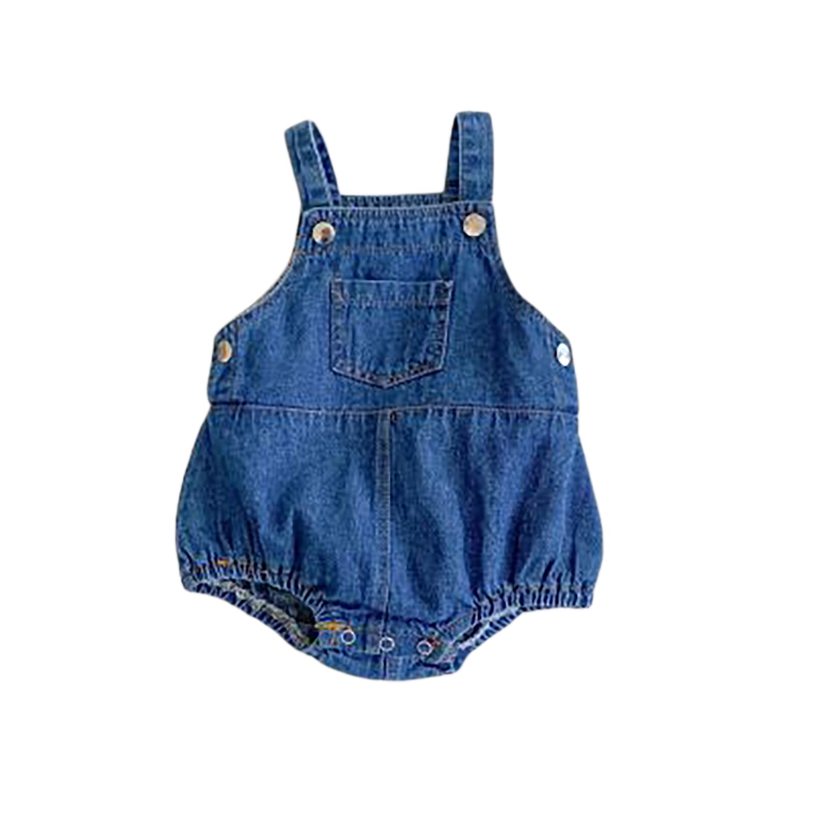 Peuter Baby Jongens Meisjes Denim Romper Baby Solid Casual Speelpakje Mouwloze Met Pocket Pasgeboren Kinderen Zomer Jumpsuit Clothings: Blauw / 24M