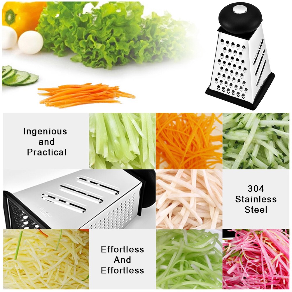 Food Accessory Stainless Steel Salad Kitchen Tools Plane Manual Slicer Carrot Cucumber Labor Saving Vegetables Fruits 4 Sided