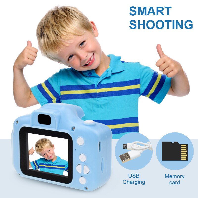Mini appareil photo style dessin animé pour enfant, caméra numérique, jouet de 2 pouces écran HD, enregistreur et vidéo, petit caméscope joli pour petite fille