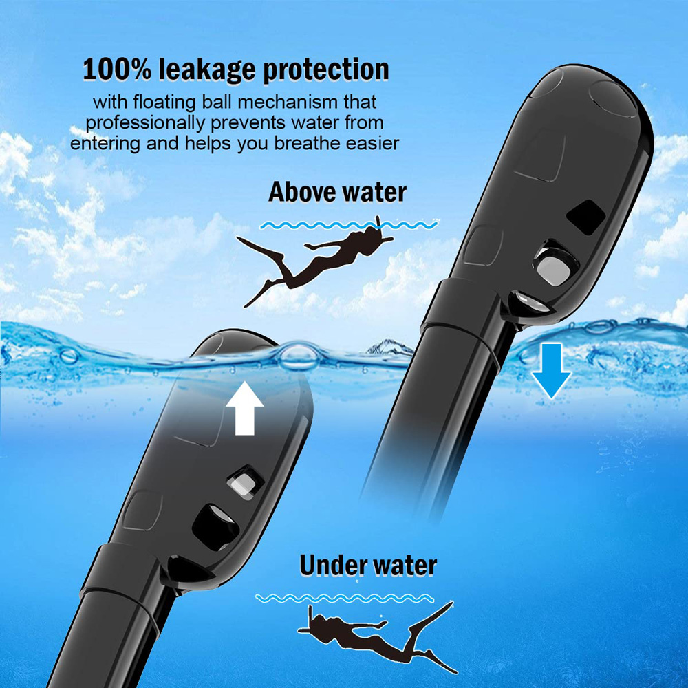 Máscara de snorkel de cara completa 180 ° Gafas de natación para buceo con vista panorámica, tapa seca de silicona, con 2 snorkel, antivaho y antifugas