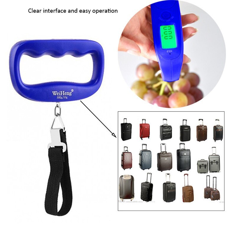 1PC LCD Backlight Portable Travel Handheld Weight Scales 10g/50kg Electronic Luggage Hook Scale Digital Hanging Scale Mini-Size