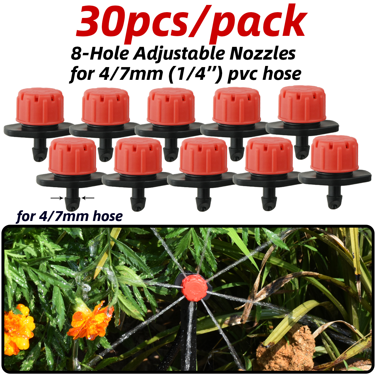 Ugelli regolabili per nebulizzazione di serra con connettore da 1/4 '' per kit sistema di irrigazione da giardino per irrigazione a goccia bonsai di fiori