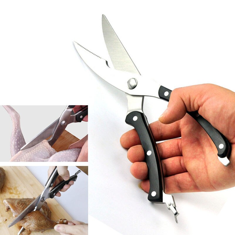 10 '' fræser værktøj shear cut cook rustfrit stål kyllingben fjerkræ køkken saks and fisk med sikker lås