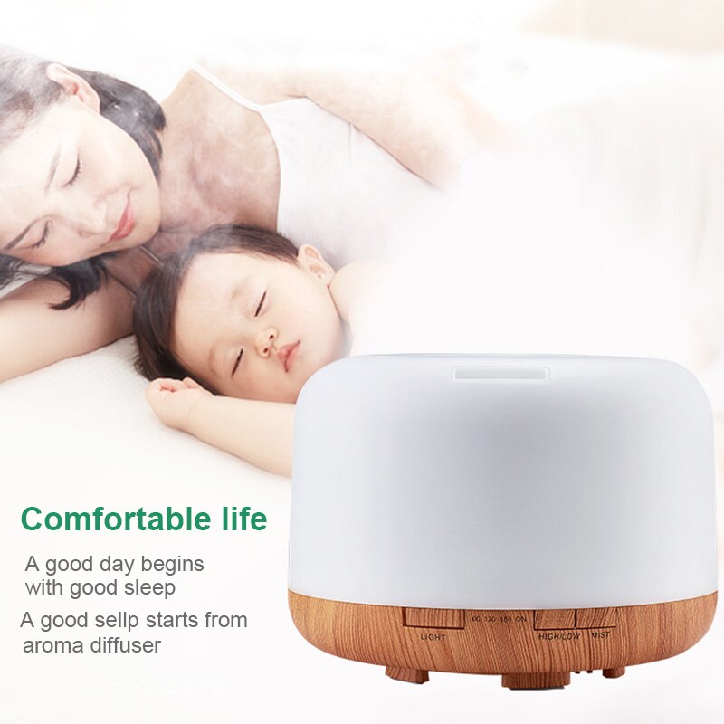 Aroma Essential Oil Diffuser Ultrasonic Air Humidifier 7 Colors Changing Led Fogger Mist Maker Household Air Freshener 500ml