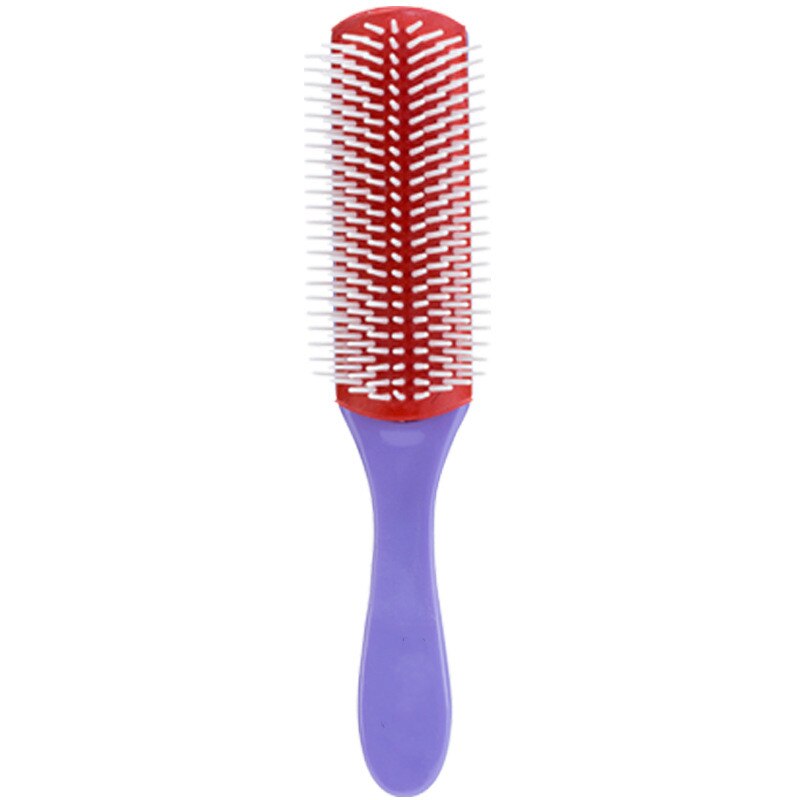 Cepillo de pelo Antiestático de 20,5 cm de longitud, 9 filas, para manualidades, para peluquería, masajeador del cuero cabelludo, peine para el cabello, herramientas de peinado para la salud: Morado
