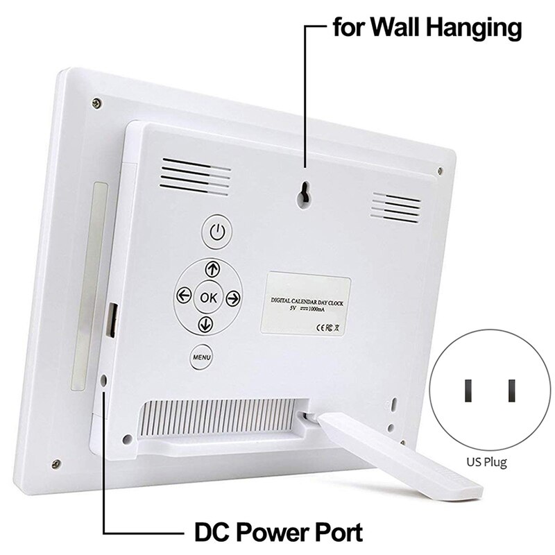 Digital Calendar Alarm Day Clock - with 8 inch Large Screen Display, Am Pm, 5 Alarm, for Extra Large Impaired Vision People,