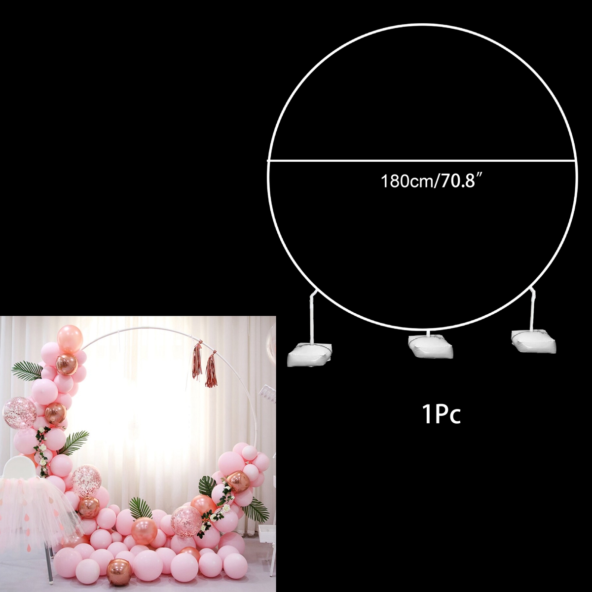 Square Wedding Arch Background Prop Single Arch Recyclable PVC Ring Outdoor Lawn Weding Flower Door Rack Wedding Birthday Decor: 1.8M ring arch