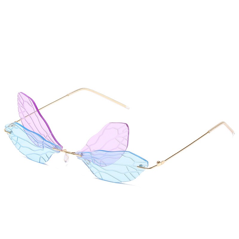 Dames zonnebril zonder montuur, vintage libelle, steampunk zonnebril, heren montuurloos, gradiënt, heldere glazen, zonnebrillen, oculos: 1
