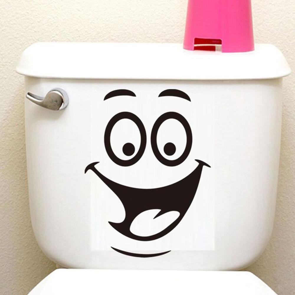 Funny Toilet Iid Decor Smiley Face Bathroom Decal 1 Set Home Decors Waterproof Poster DIY Wall Stickers Removable