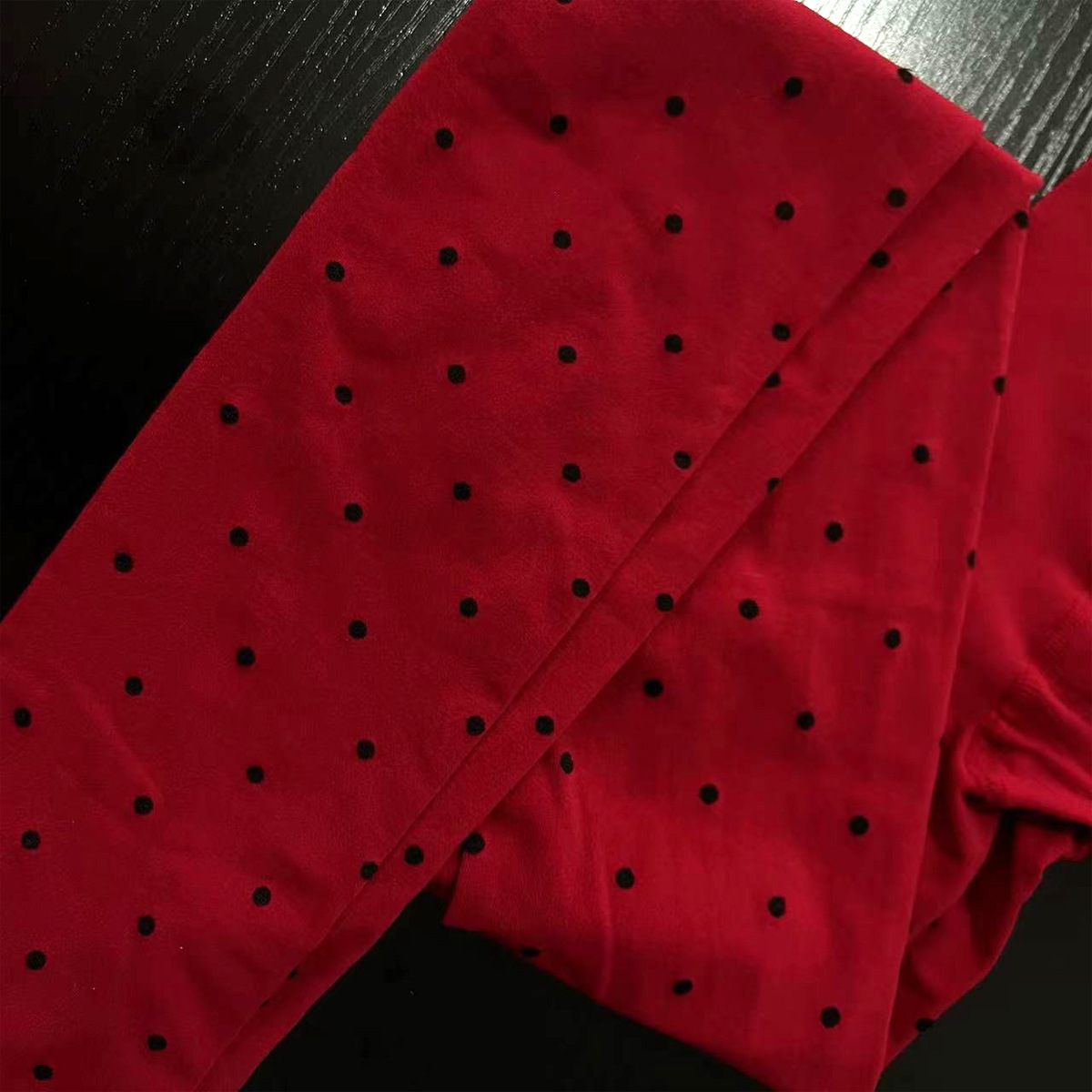 Damen-strumpfhose mit Polka-Punkte, lolita-herzmuster, weinrot, jk Süss lang socken, samt, elastisch, bequem