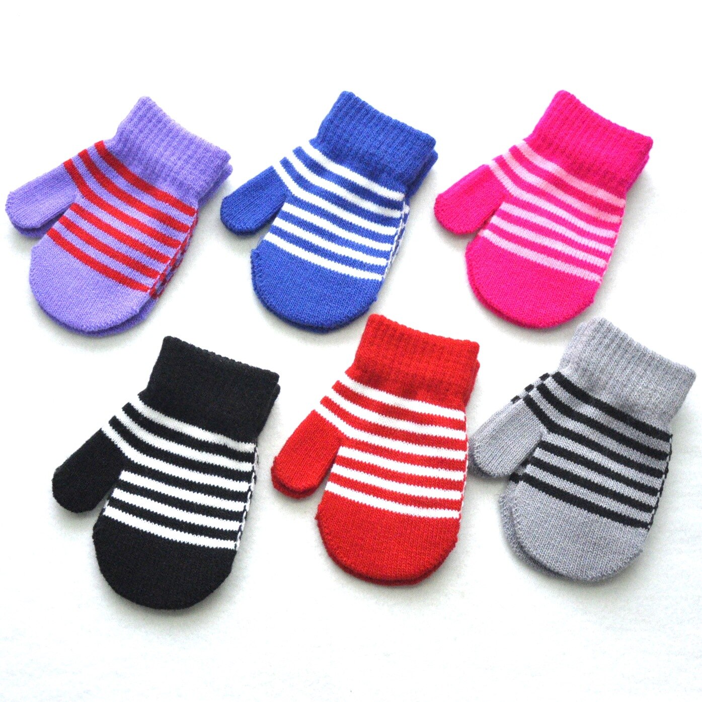 Inverno quente tricô luvas de lã para crianças 1-5 anos de idade d23-pinstripe envoltório para inverno quente tricô lã luvas
